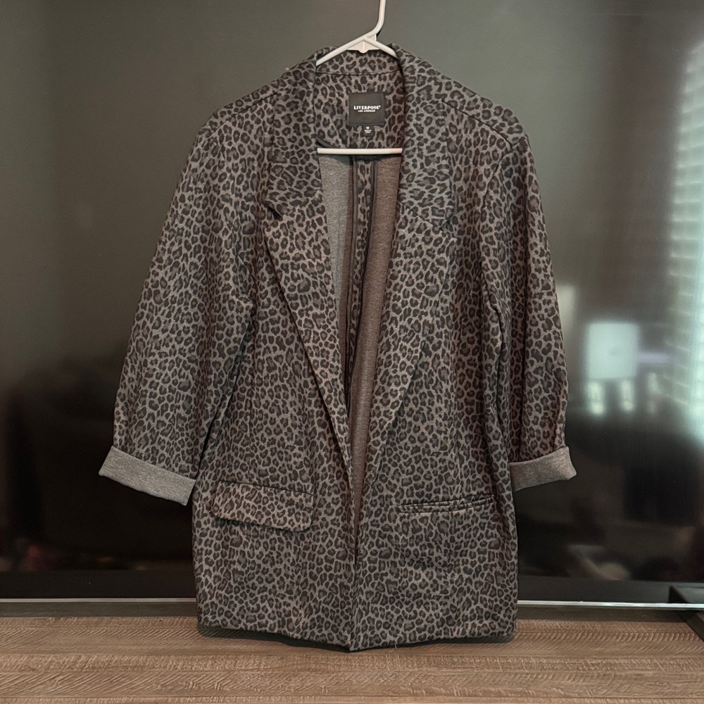 Liverpool Gray Leopard Print Blazer